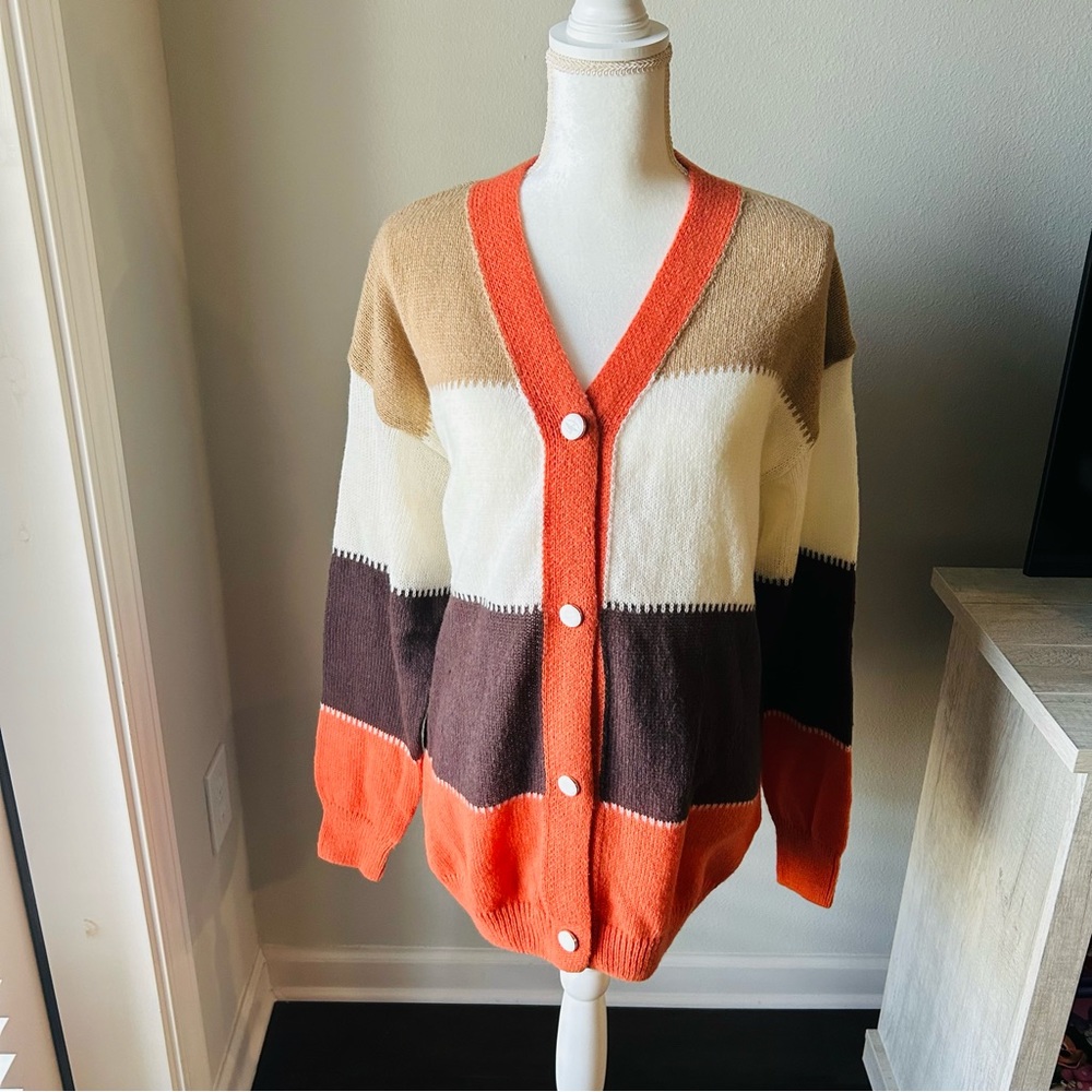 Button Front Color Block Cardigan. Never Wore It. - image 7